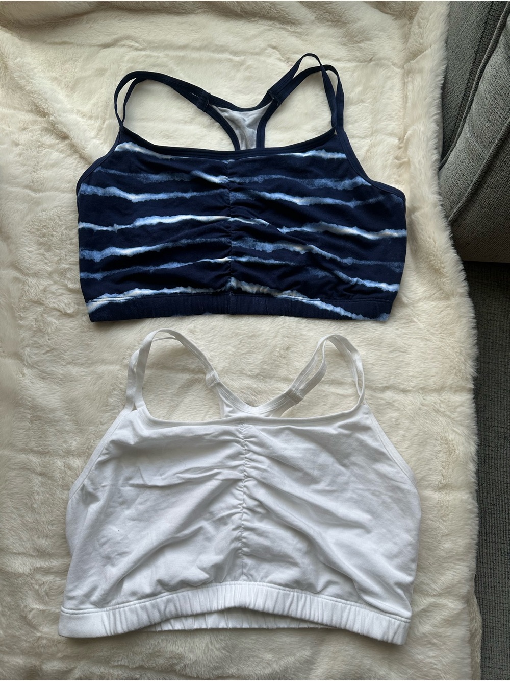 Fruit of the Loom Navy Stripe & White Seamless Racerback Bralettes